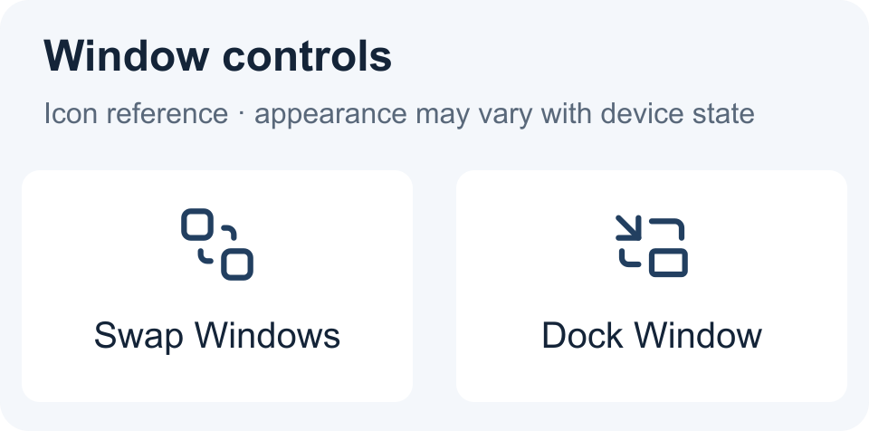 Window controls: Swap Windows, Dock Window